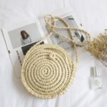 Rieten strandtas pimpen - Wit, 16x5x22cm